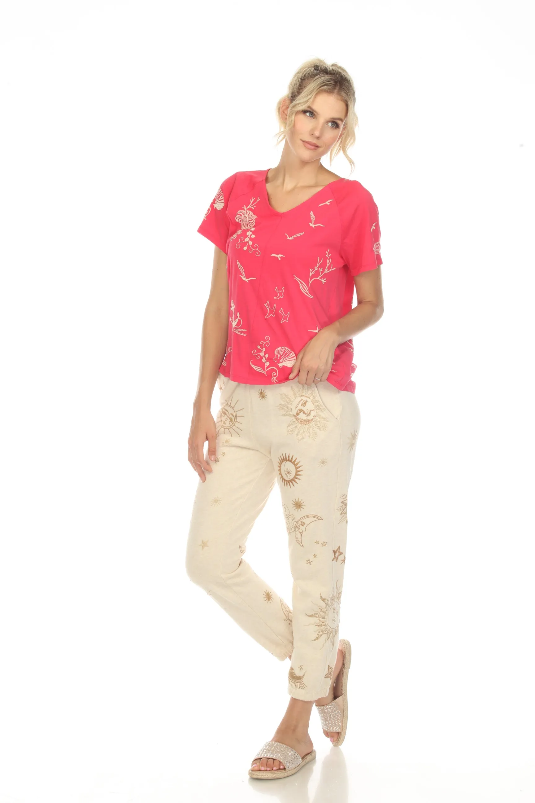 Johnny Was JWLA Selah Raglan Keyhole Tee Boho Chic J18123-4