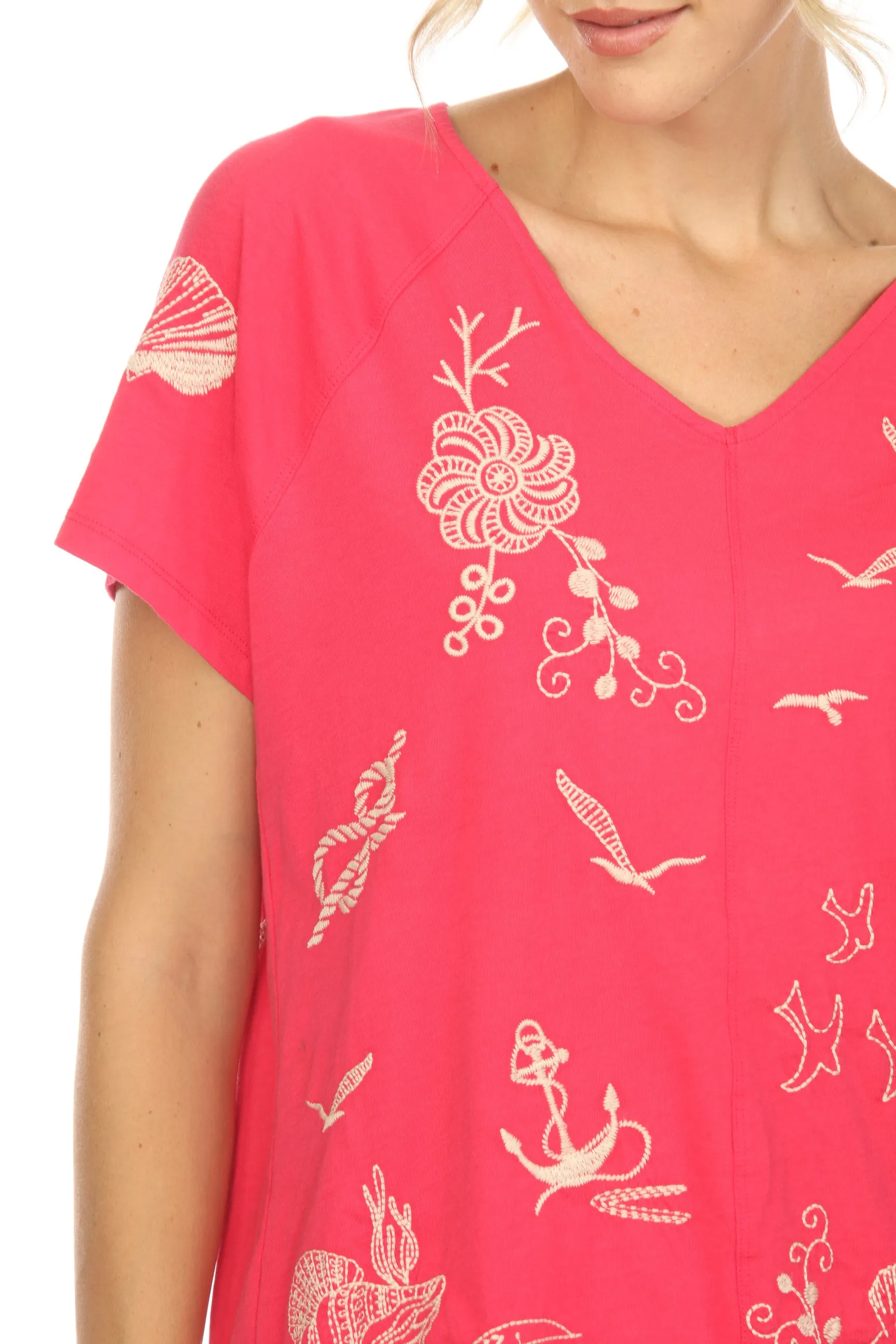 Johnny Was JWLA Selah Raglan Keyhole Tee Boho Chic J18123-4