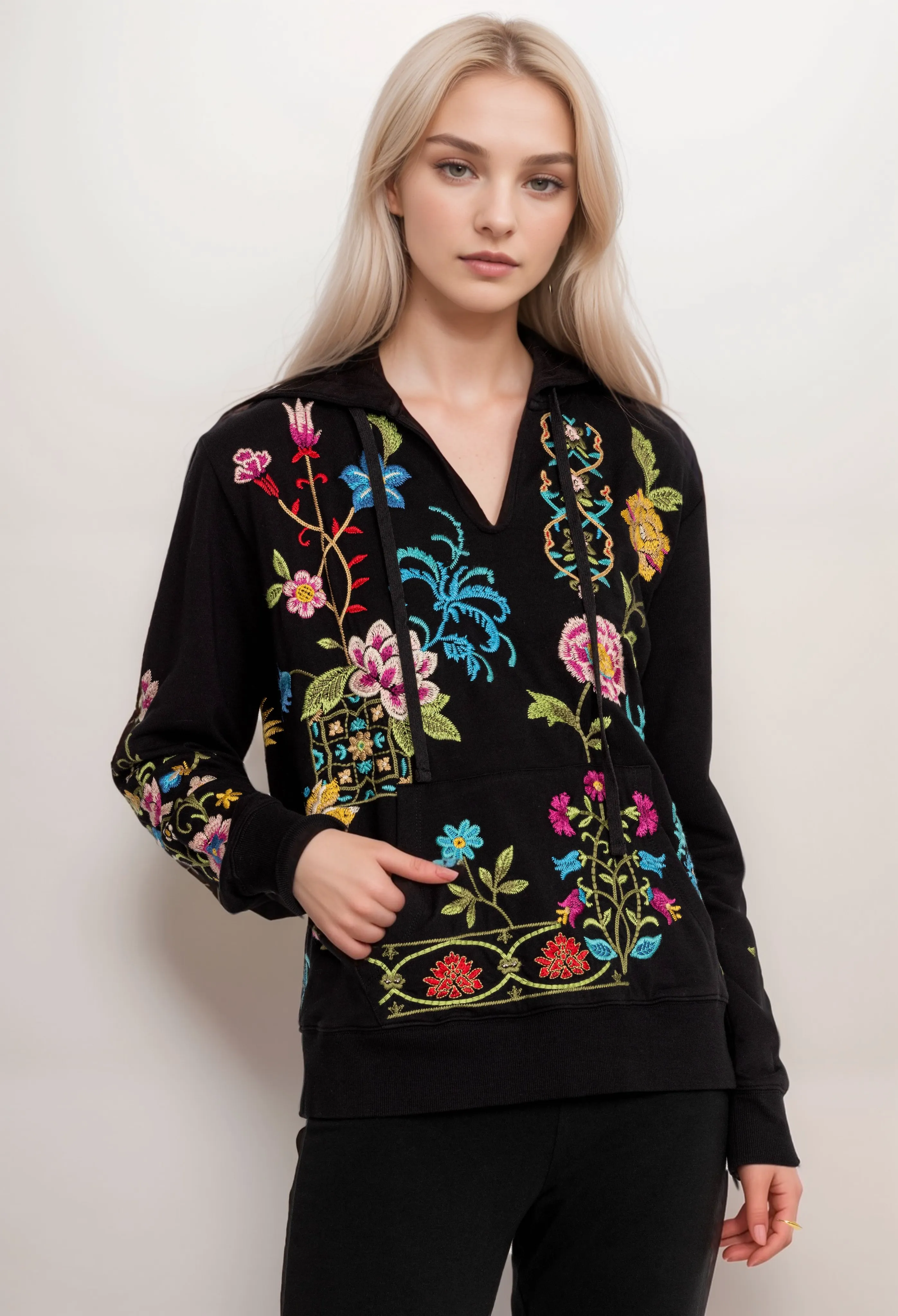 Johnny Was JWLA  Sheri Hooded Pullover Sweatshirt Boho Chic J40424 *