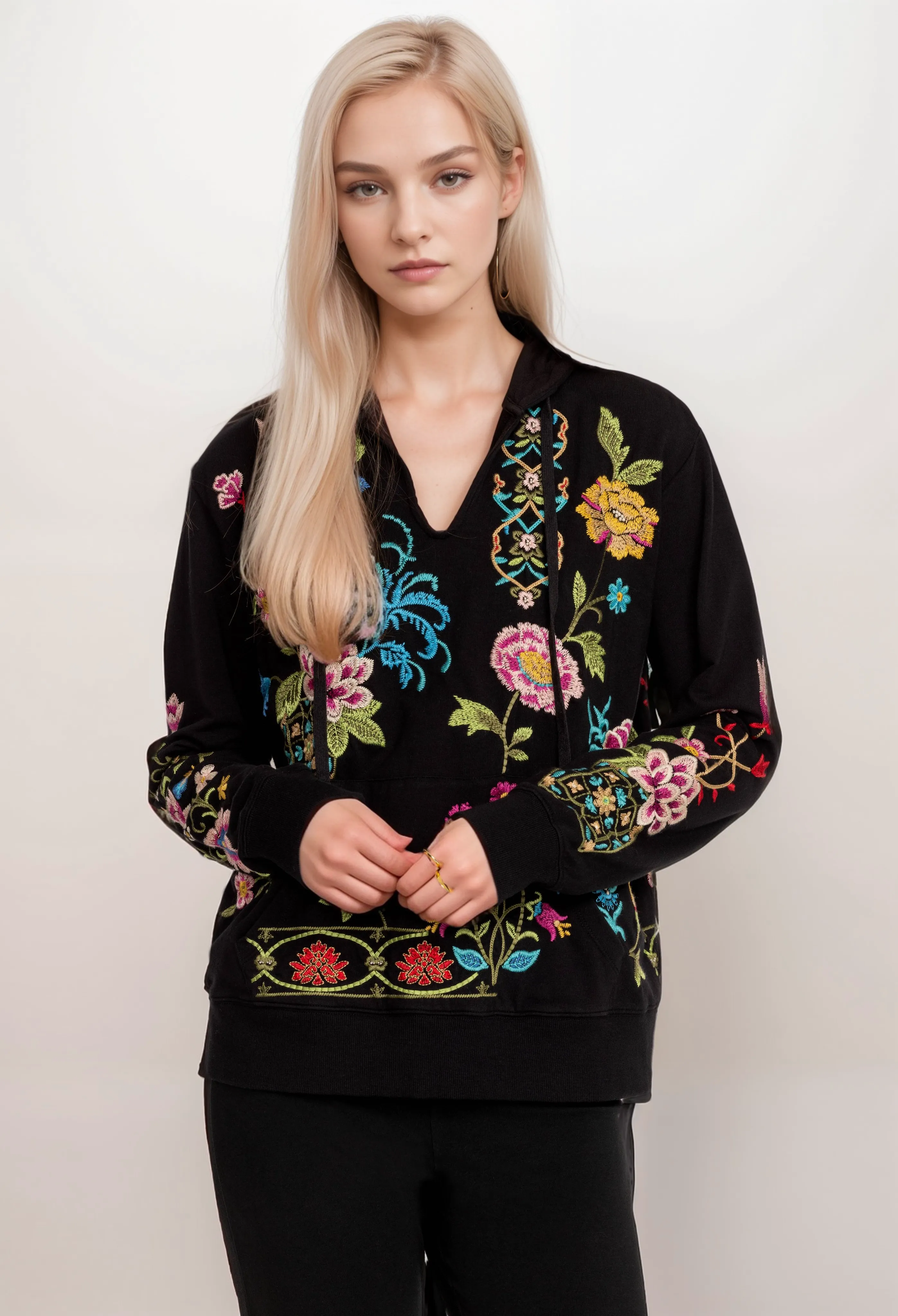Johnny Was JWLA  Sheri Hooded Pullover Sweatshirt Boho Chic J40424 *