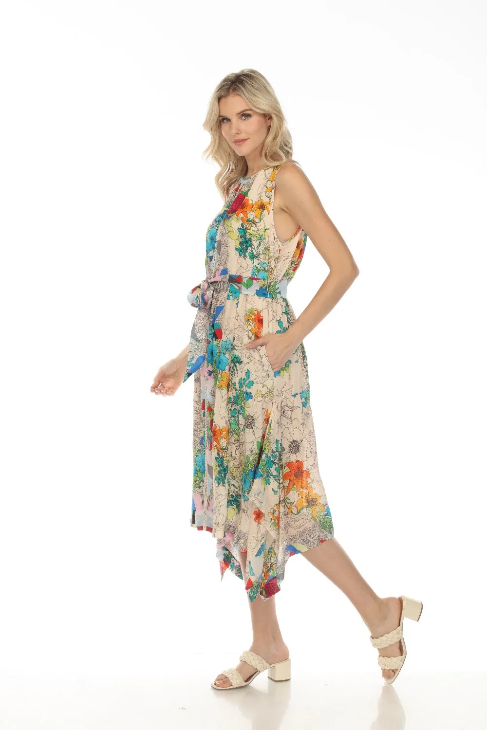 Johnny Was Sequence Naia Silk Floral Handkerchief Midi Dress Boho Chic C36723A2