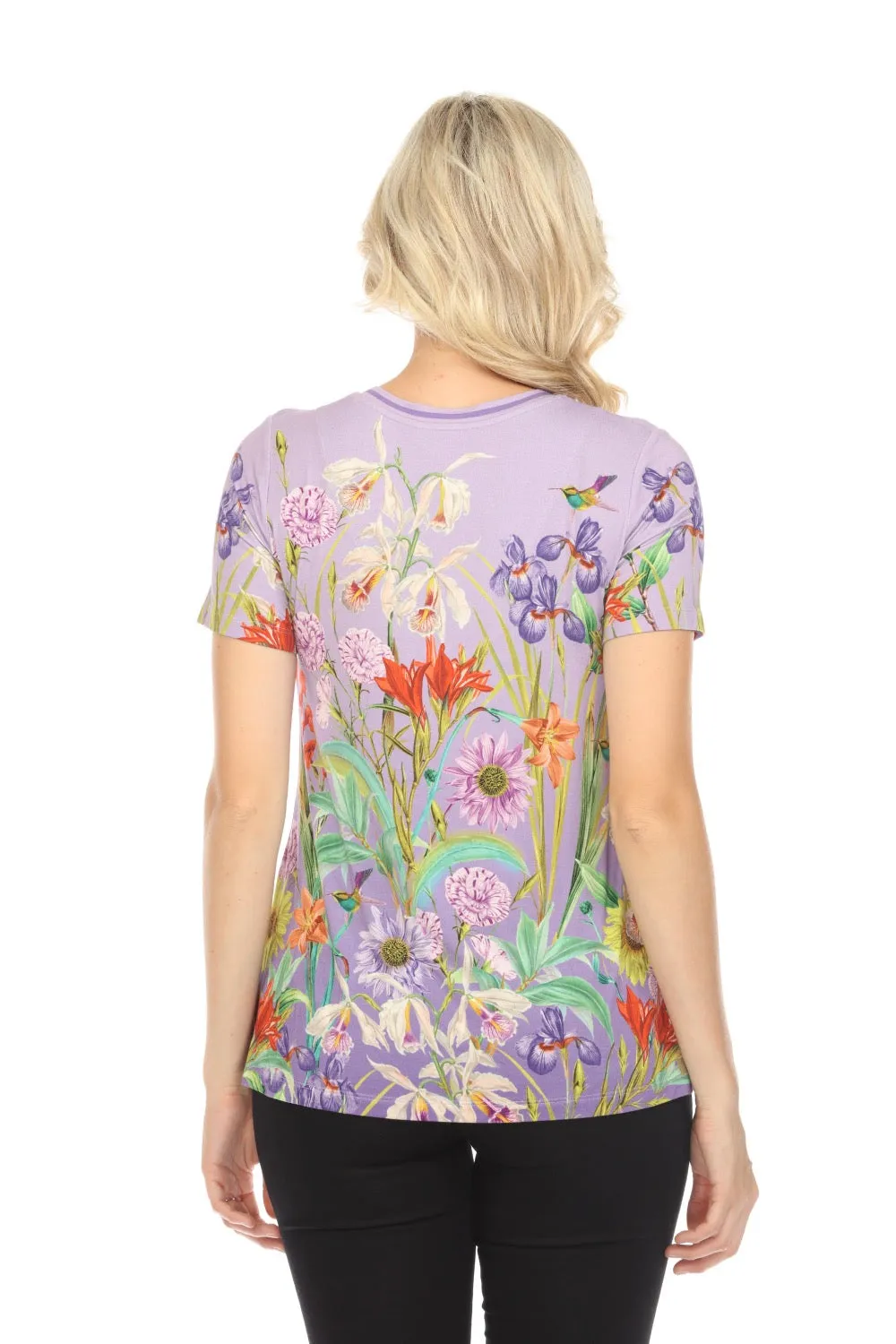 Johnny Was The Janie Daphne Favorite Short Sleeve V-Neck Swing Tee Boho Chic T17524