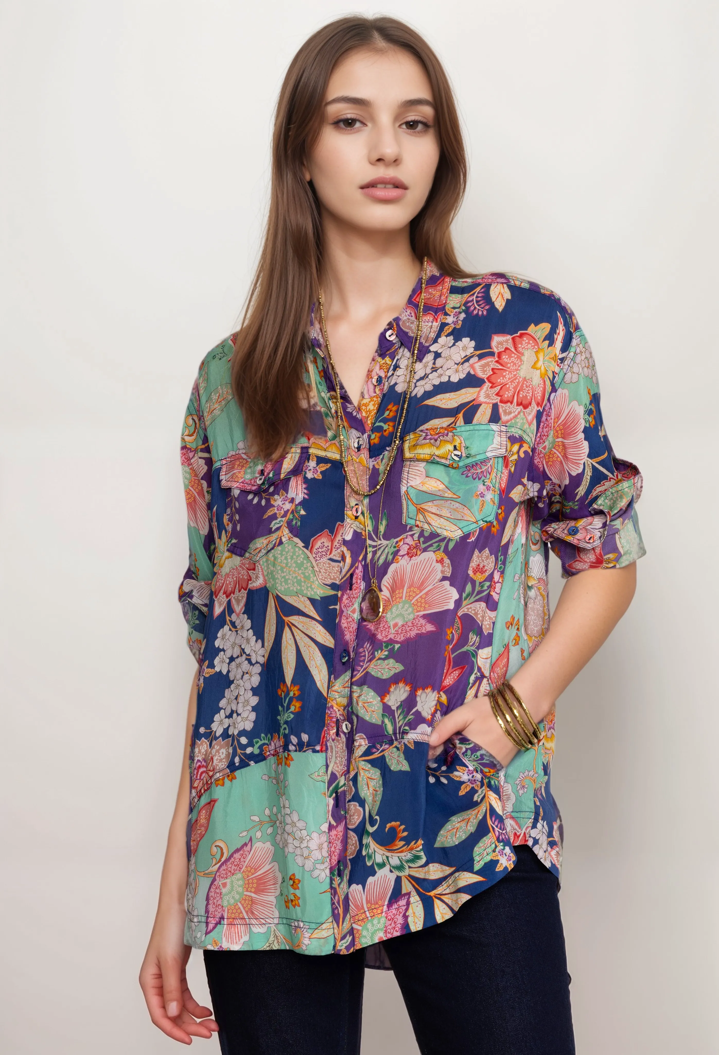 Johnny Was Vivienne Leya Button Up Shirt C11524A2 Boho Chic