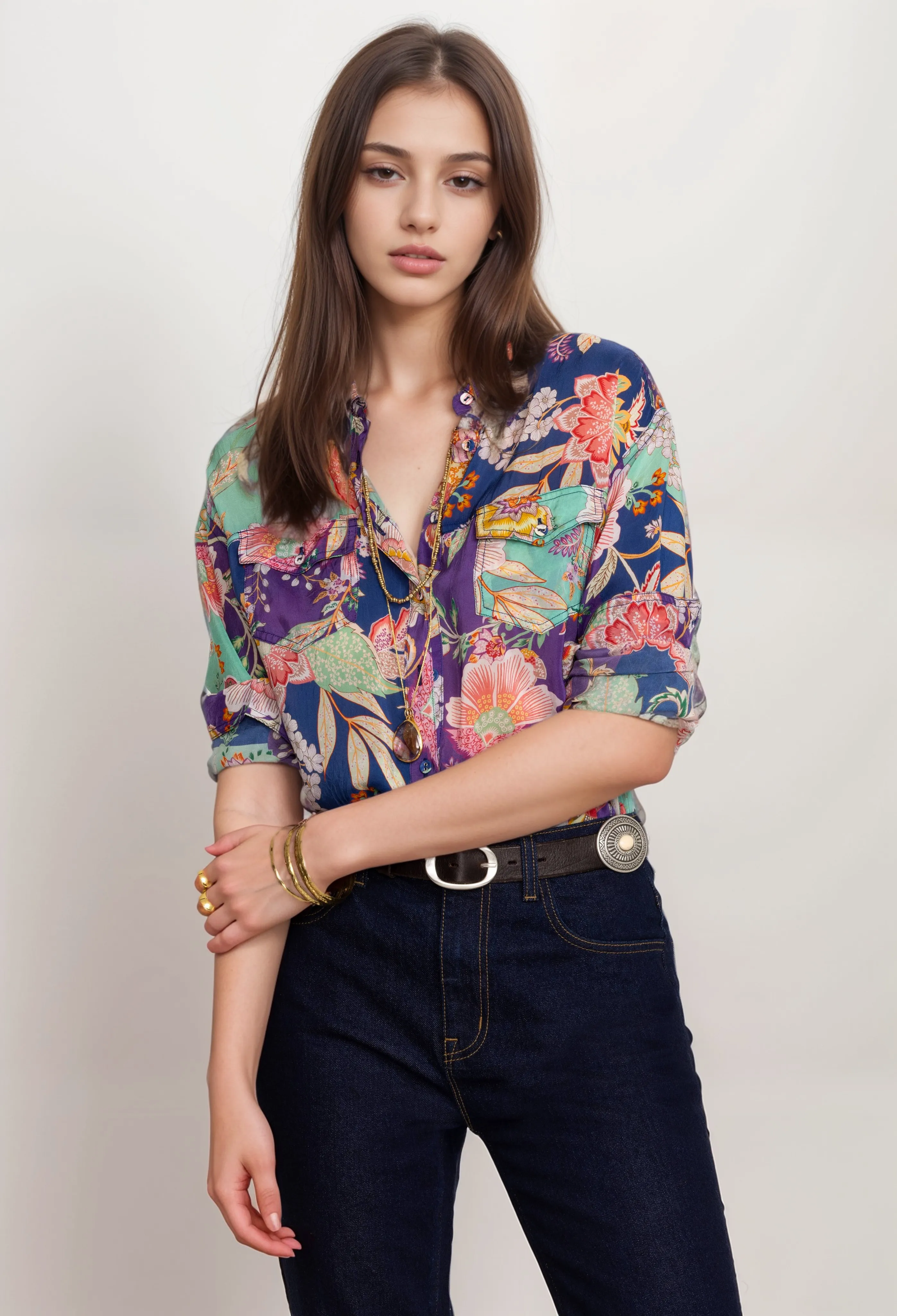 Johnny Was Vivienne Leya Button Up Shirt C11524A2 Boho Chic
