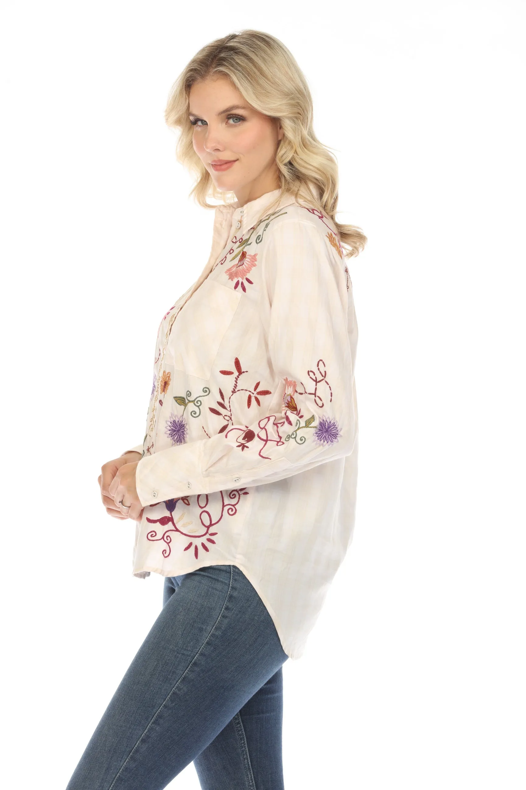 Johnny Was Workshop Toni Relaxed Plaid Pocket Shirt Boho Chic W13923