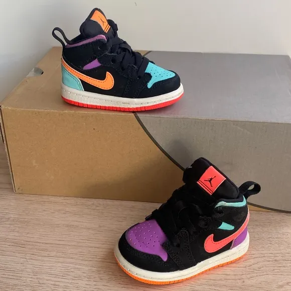Jordan 1 Mid “Black Multi” Toddler Sneakers  - SZ 4 C