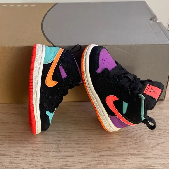 Jordan 1 Mid “Black Multi” Toddler Sneakers  - SZ 4 C