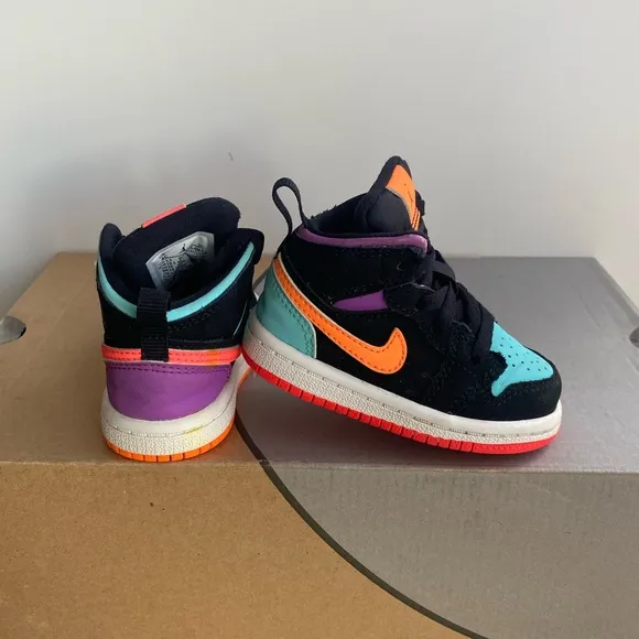 Jordan 1 Mid “Black Multi” Toddler Sneakers  - SZ 4 C