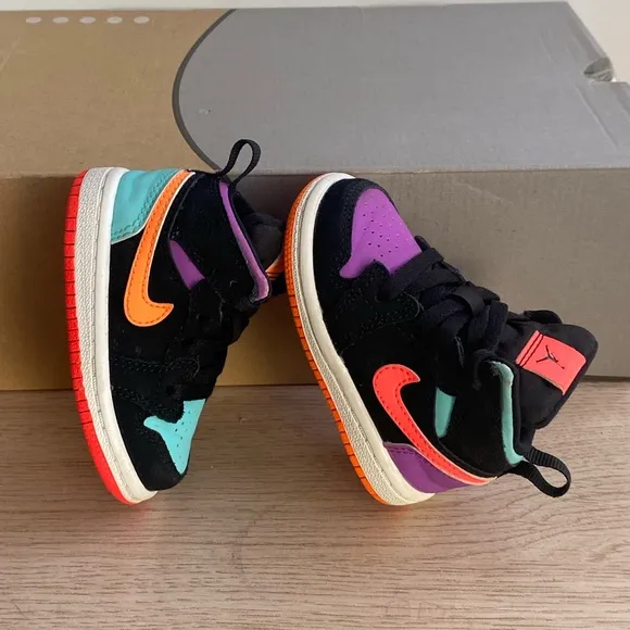 Jordan 1 Mid “Black Multi” Toddler Sneakers  - SZ 4 C