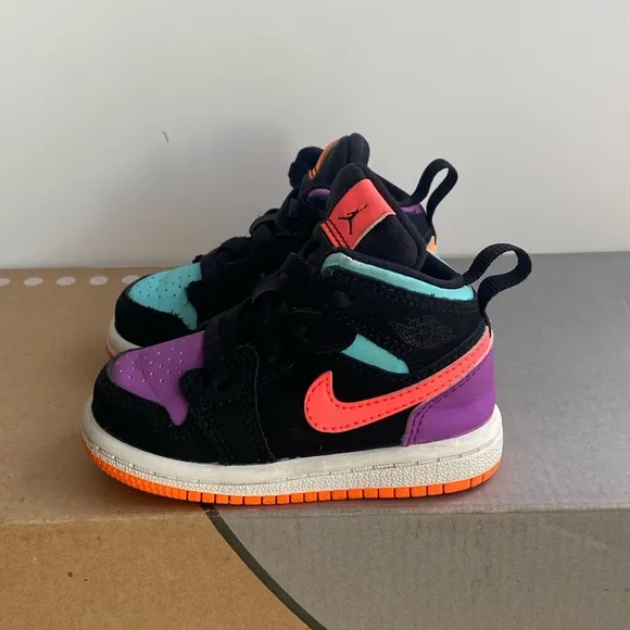 Jordan 1 Mid “Black Multi” Toddler Sneakers  - SZ 4 C