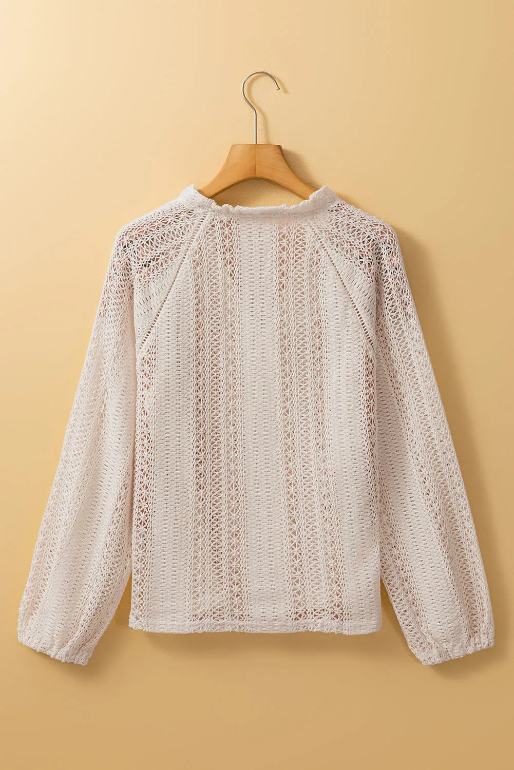 KaleaBoutique Lace Hollow out Puff Sleeve Button up Shirt