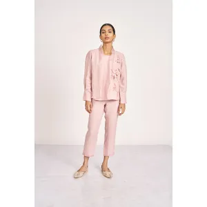 Kaveri Pink Shadow Rose Lilly Burst Blazer with Inner and Pant (Set of 3)