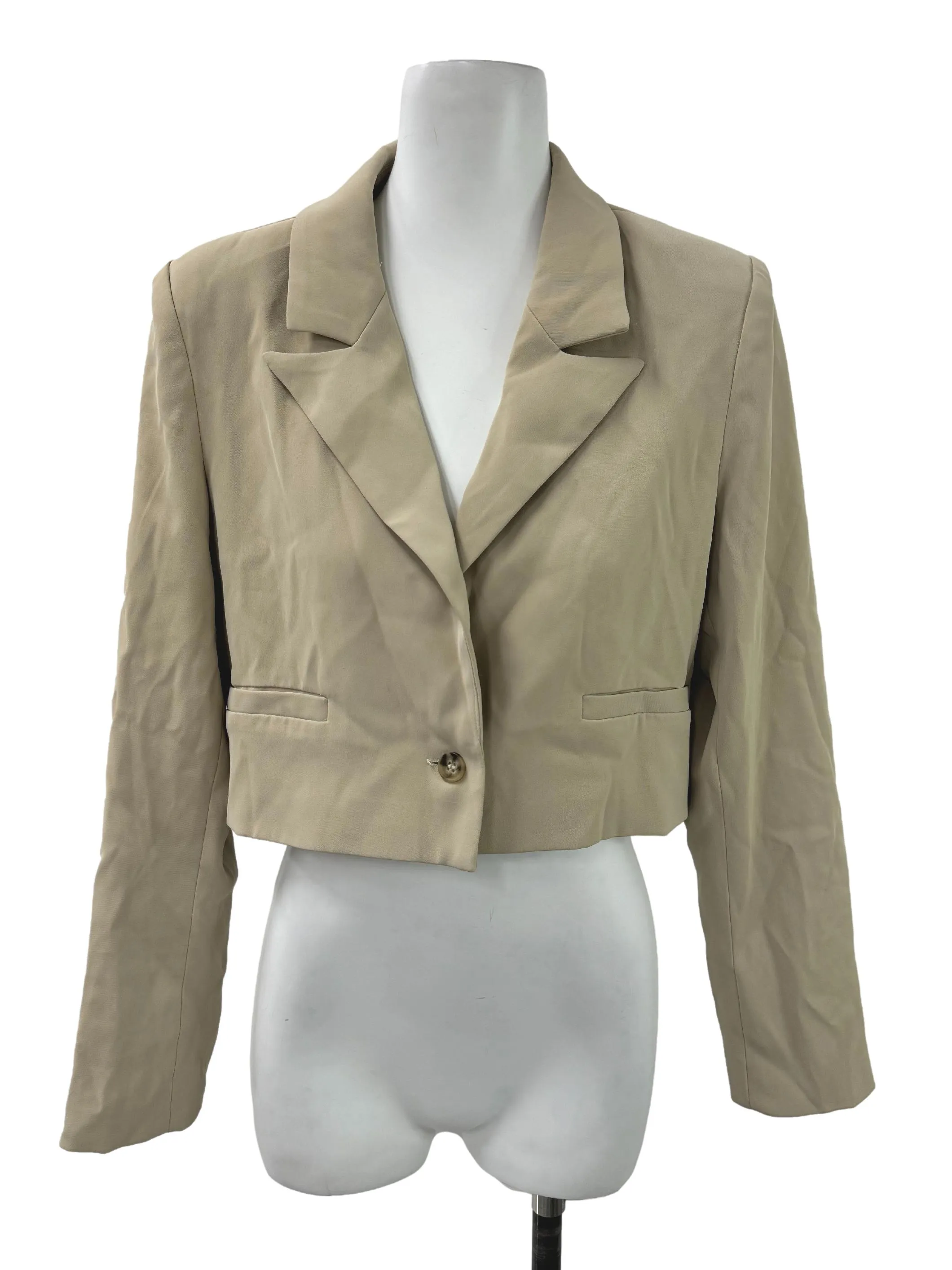 Khaki Brown Single Button Blazer