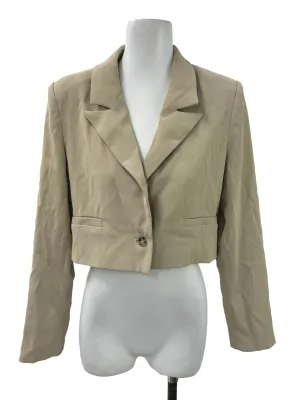 Khaki Brown Single Button Blazer