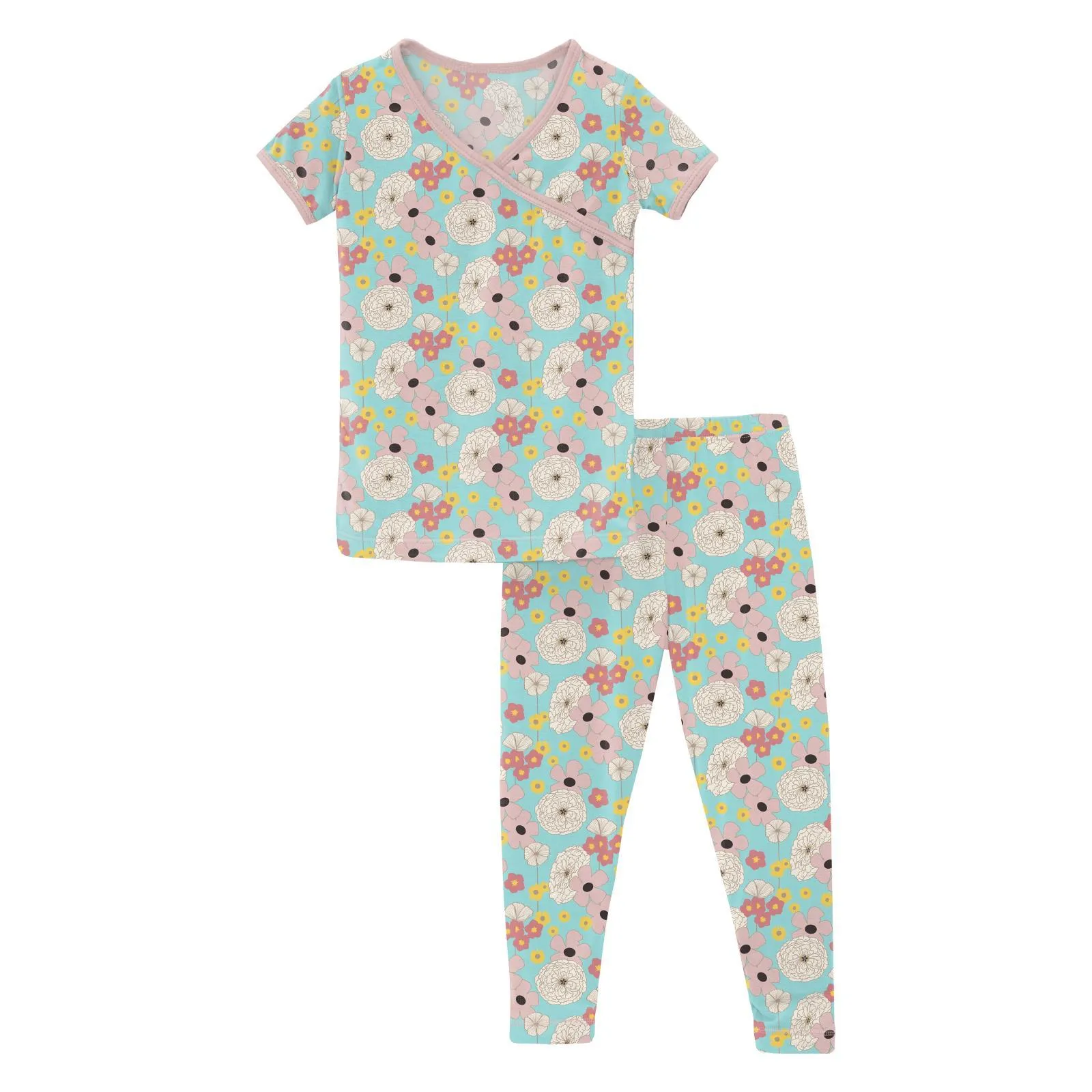 KicKee Pants Short Sleeve Kimono Pajama Set - Summer Sky Flower Power