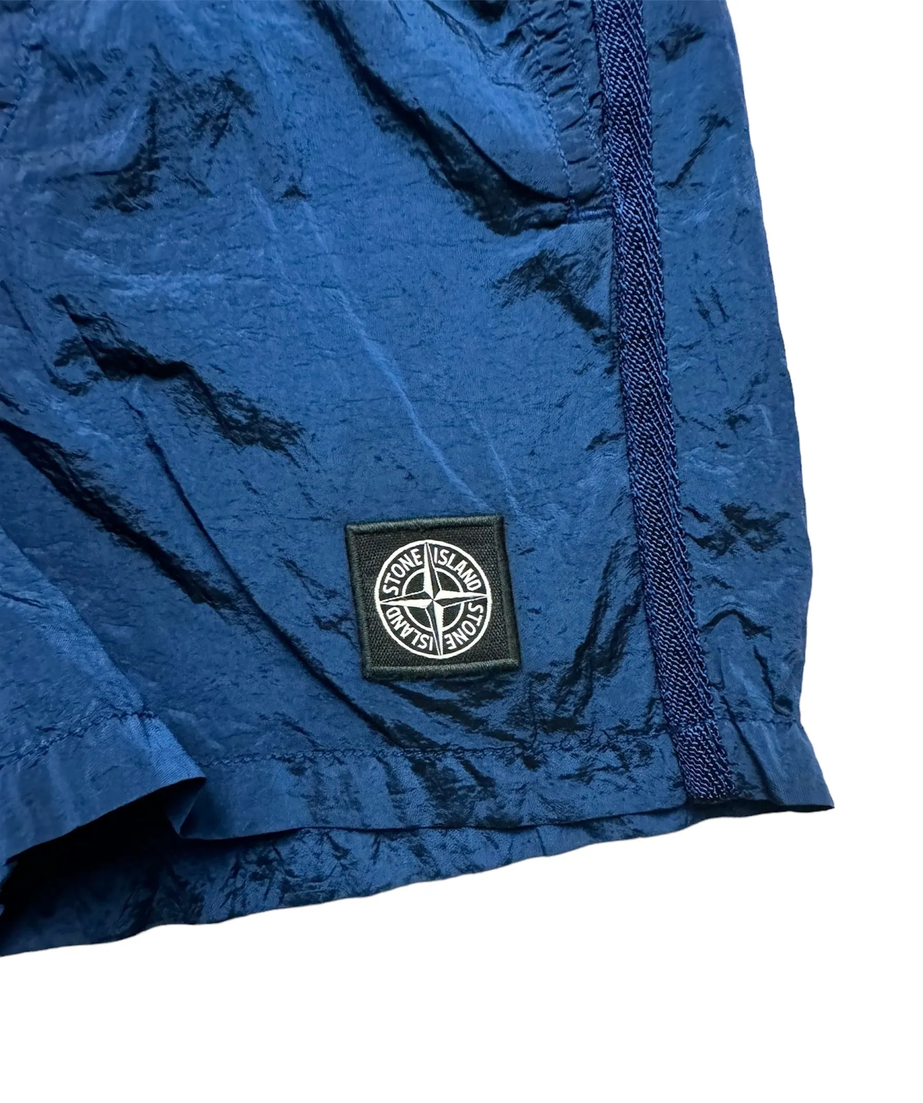 KIDS STONE ISLAND NYLON METAL PATCH LOGO SWIM SHORTS - BLUE