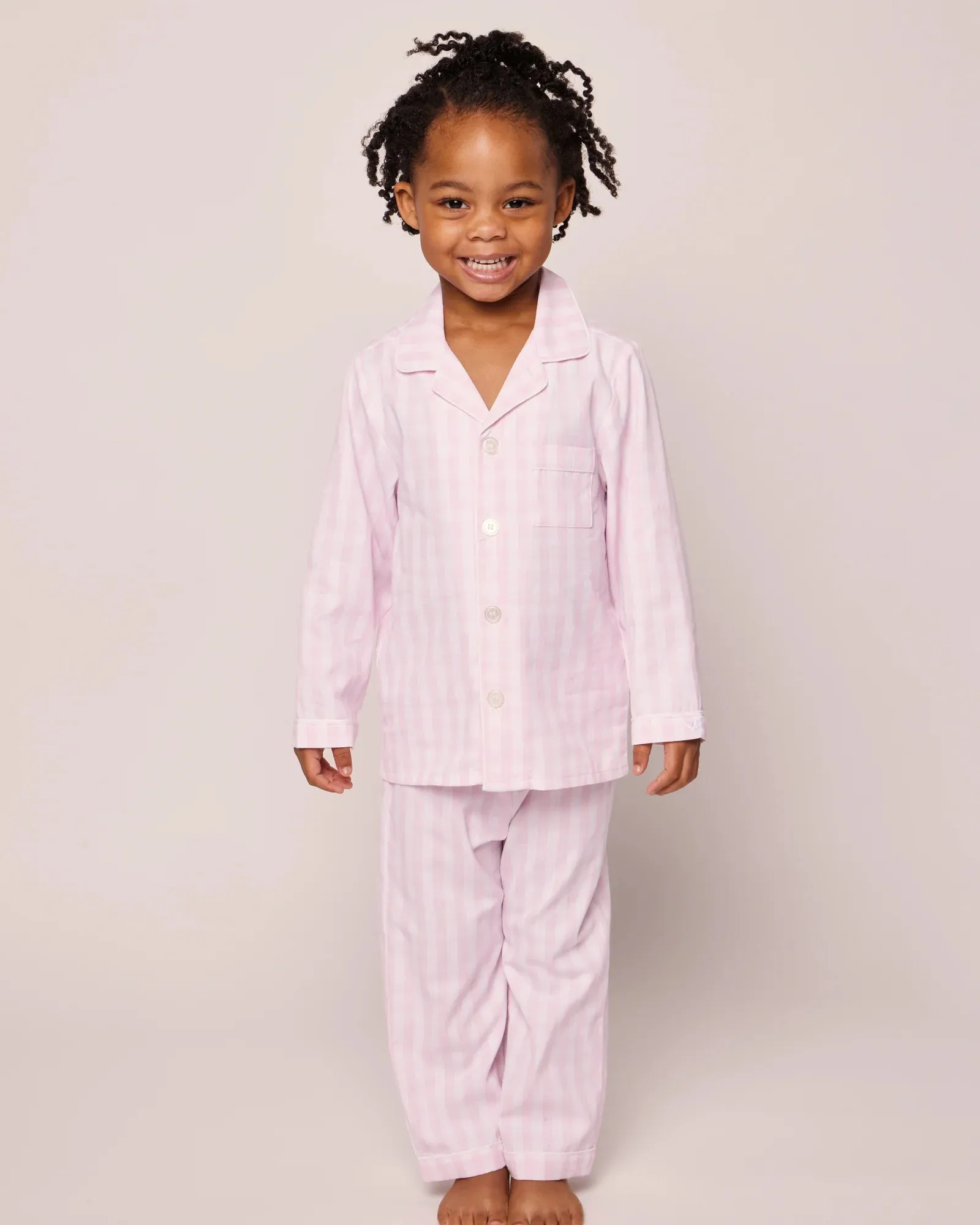 Kid's Twill Pajama Set- Pink Gingham