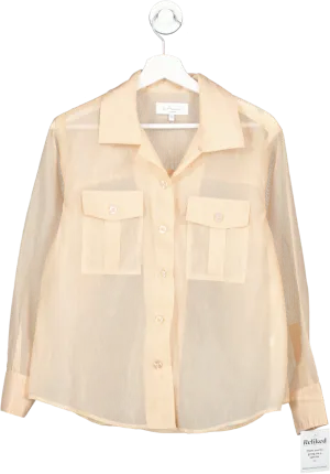 L'academie Beige Sheer Button Down Shirt UK XS