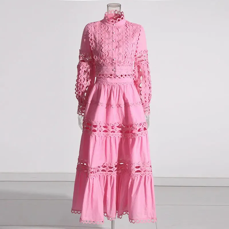 Lace Collar Long Sleeve Midriff Outfit Shirt High Waist Skirt Solid Color Two-piece Set