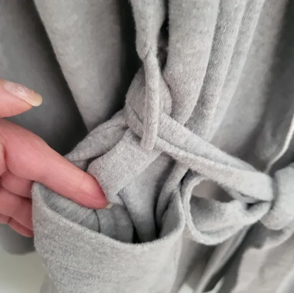 Lauren Ralph Lauren Women Medium Shawl Collar Wrap Robe Pockets Gray Knee Length