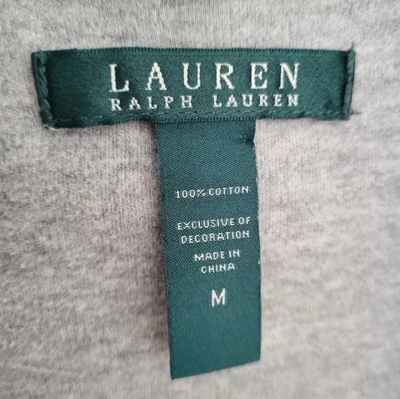 Lauren Ralph Lauren Women Medium Shawl Collar Wrap Robe Pockets Gray Knee Length