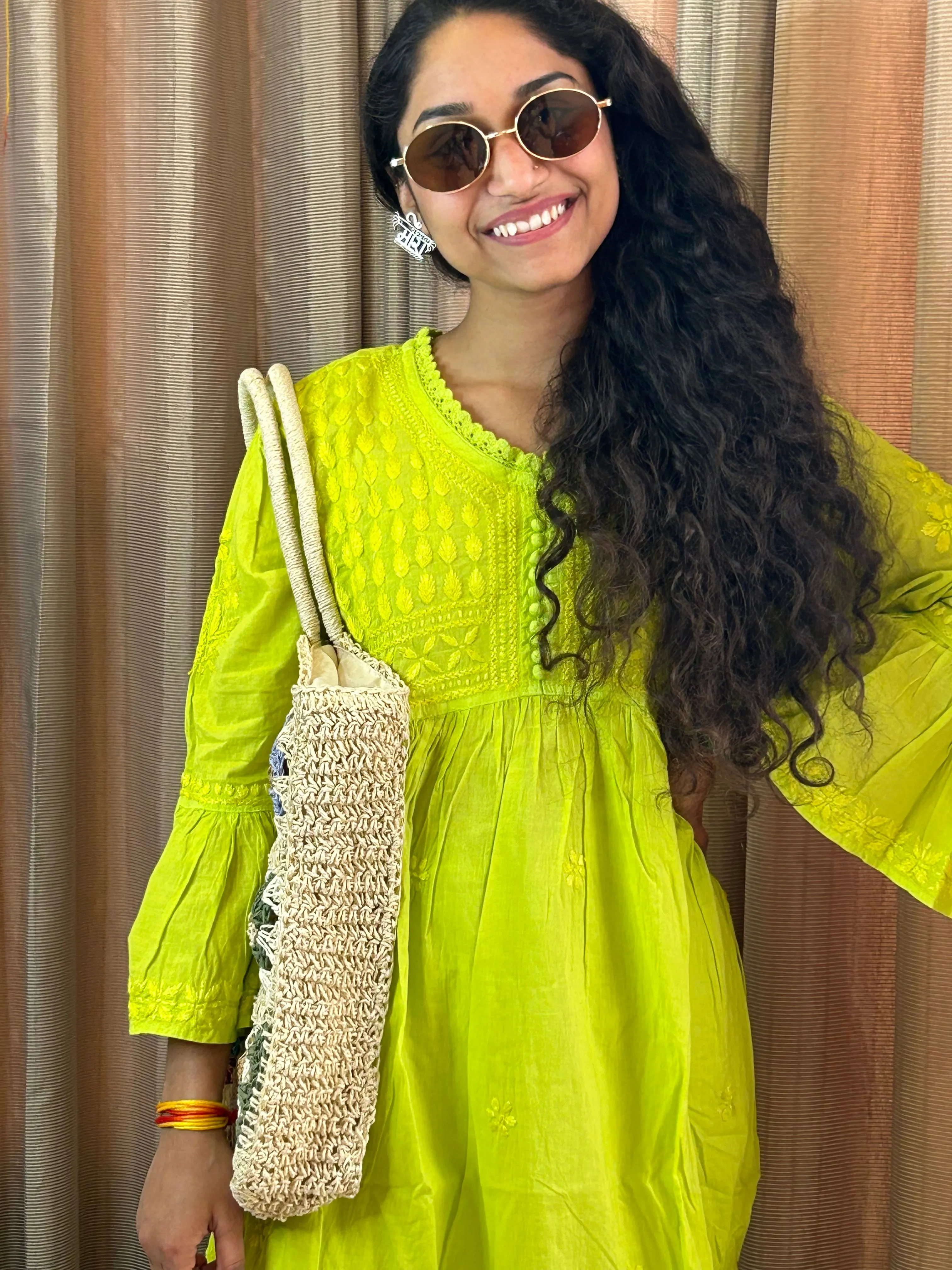 Lemon Green Chikankari Coord Set