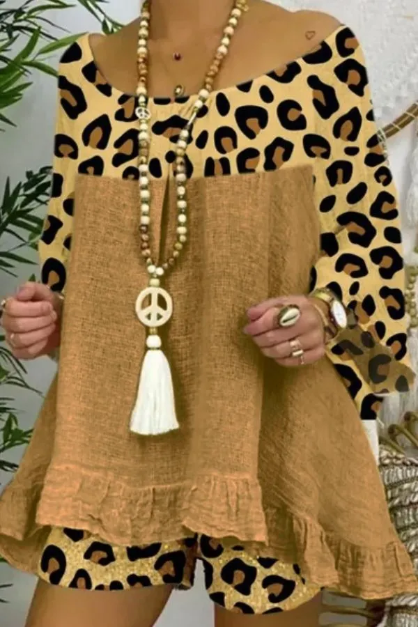 Leopard Printing Cozy Pant Suits