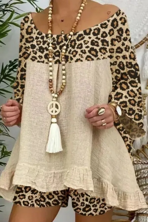 Leopard Printing Cozy Pant Suits