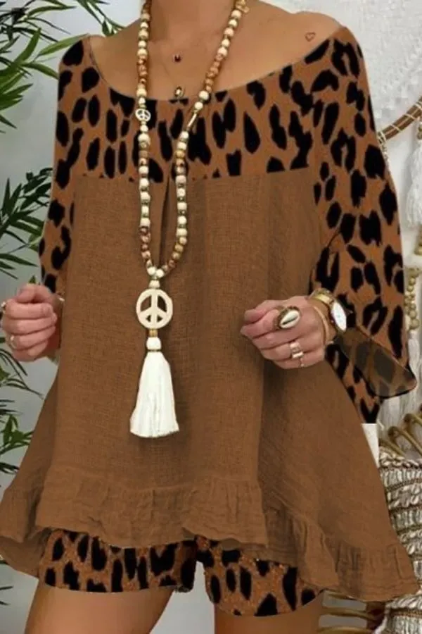 Leopard Printing Cozy Pant Suits