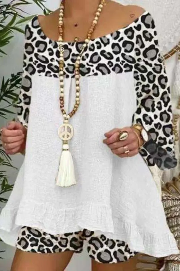 Leopard Printing Cozy Pant Suits