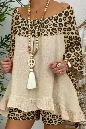 Leopard Printing Cozy Pant Suits