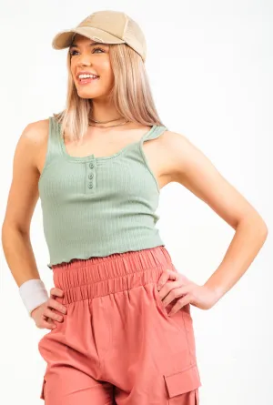 Lettuce Hem Solid Knit Tank
