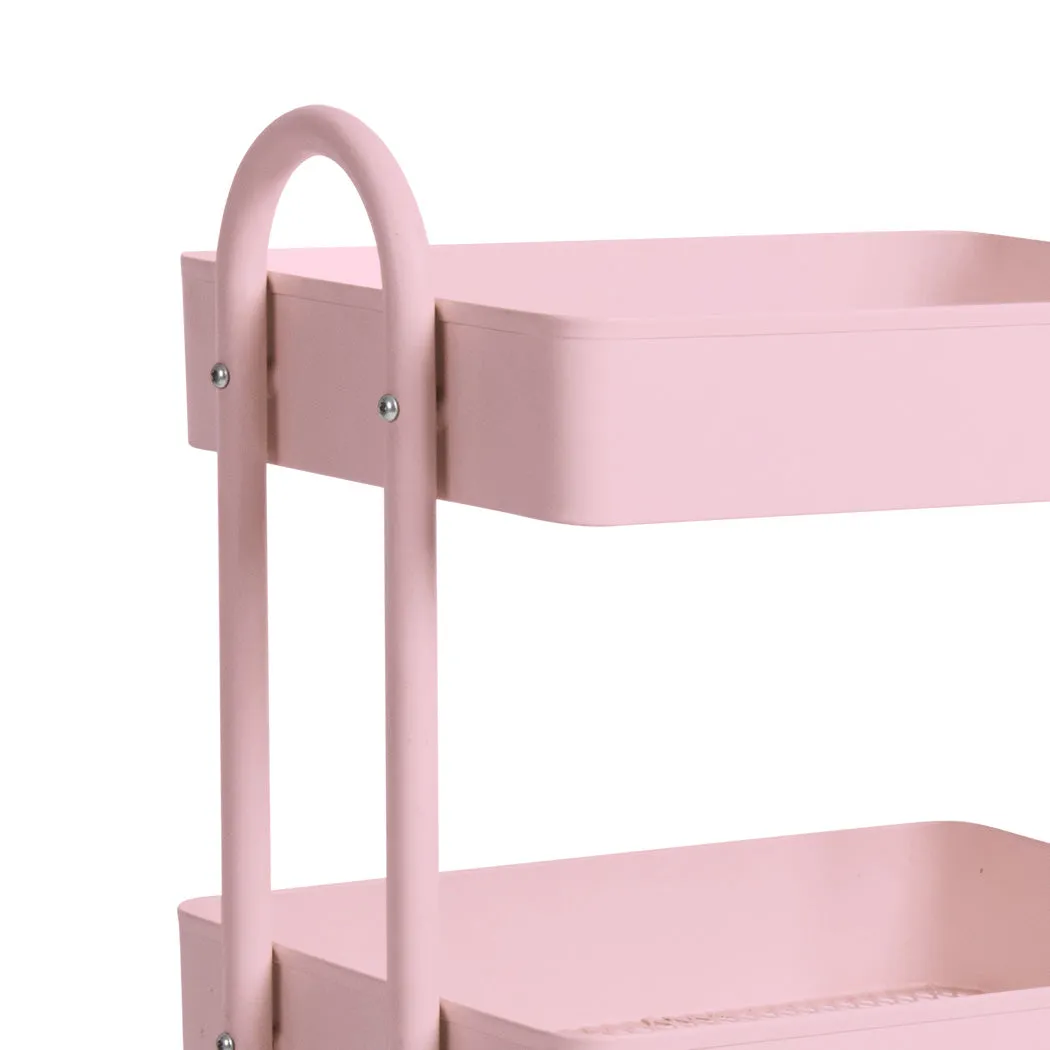 Levede 3 Tiers Kitchen Trolley Cart Pink