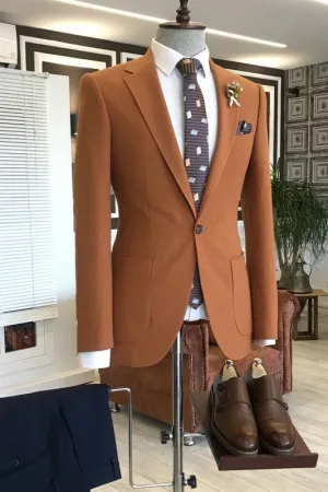 Light Brown Two Pieces Prom Suits Notched Lapel Slim Fit One Button Business Suits