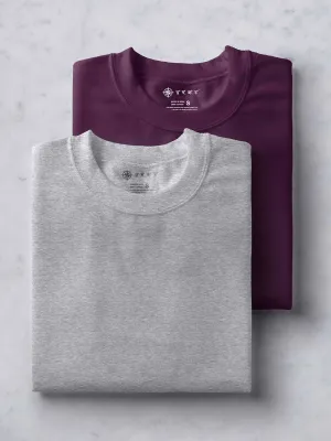 Light Grey & Wine T shirt Combo