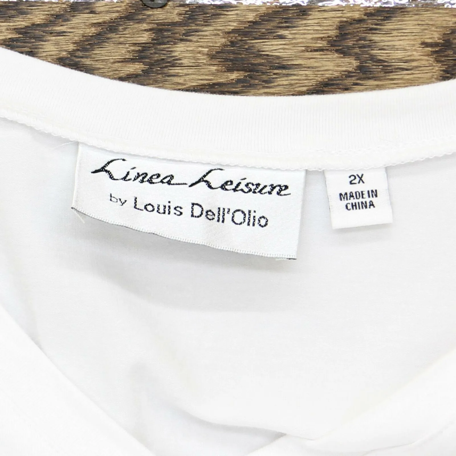 Linea by Louis Dell'Olio Leisure Plus Size V Neck Stretch T-Shirt White 2X