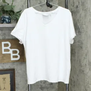 Linea by Louis Dell'Olio Leisure Plus Size V Neck Stretch T-Shirt White 2X