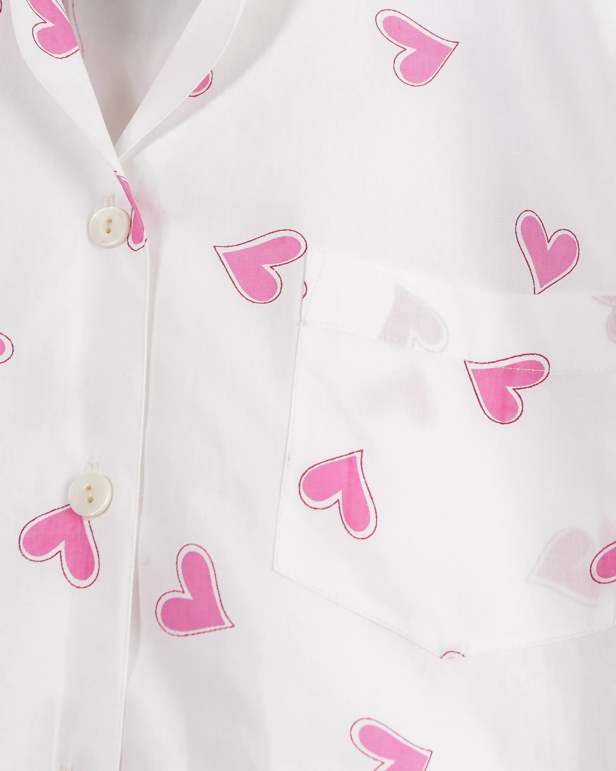 Long sleeve Pajama Set In Pink Heart Print