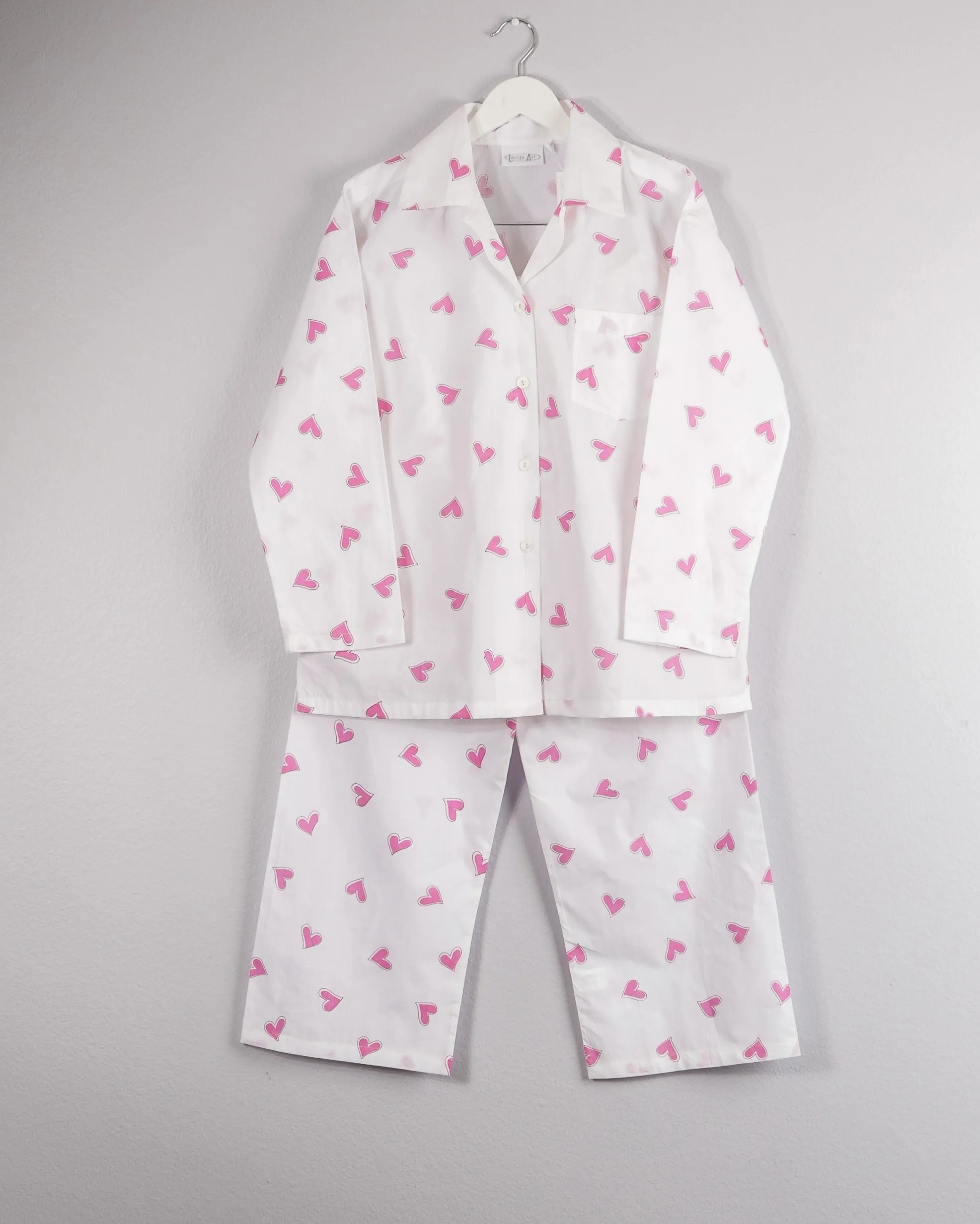 Long sleeve Pajama Set In Pink Heart Print