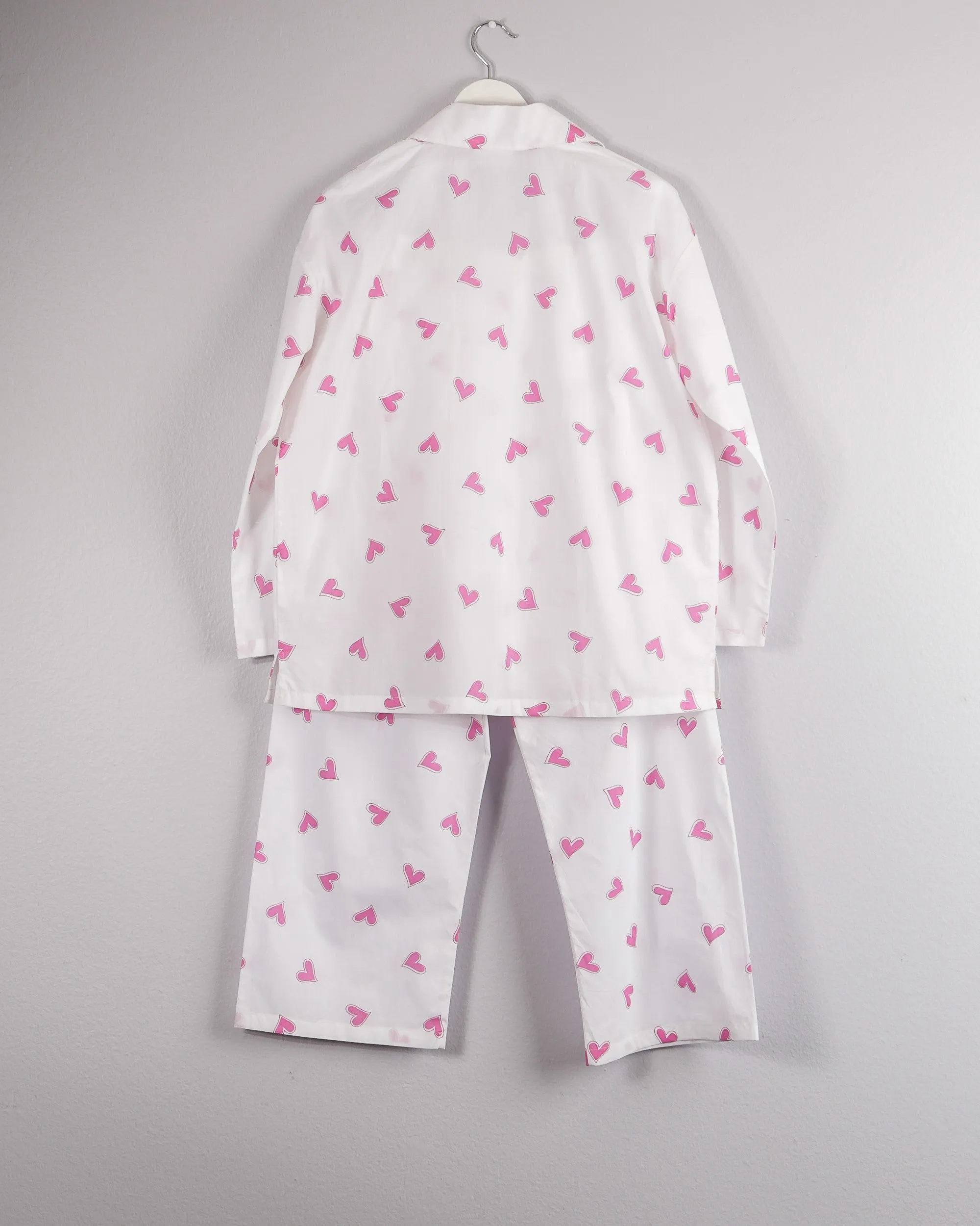 Long sleeve Pajama Set In Pink Heart Print