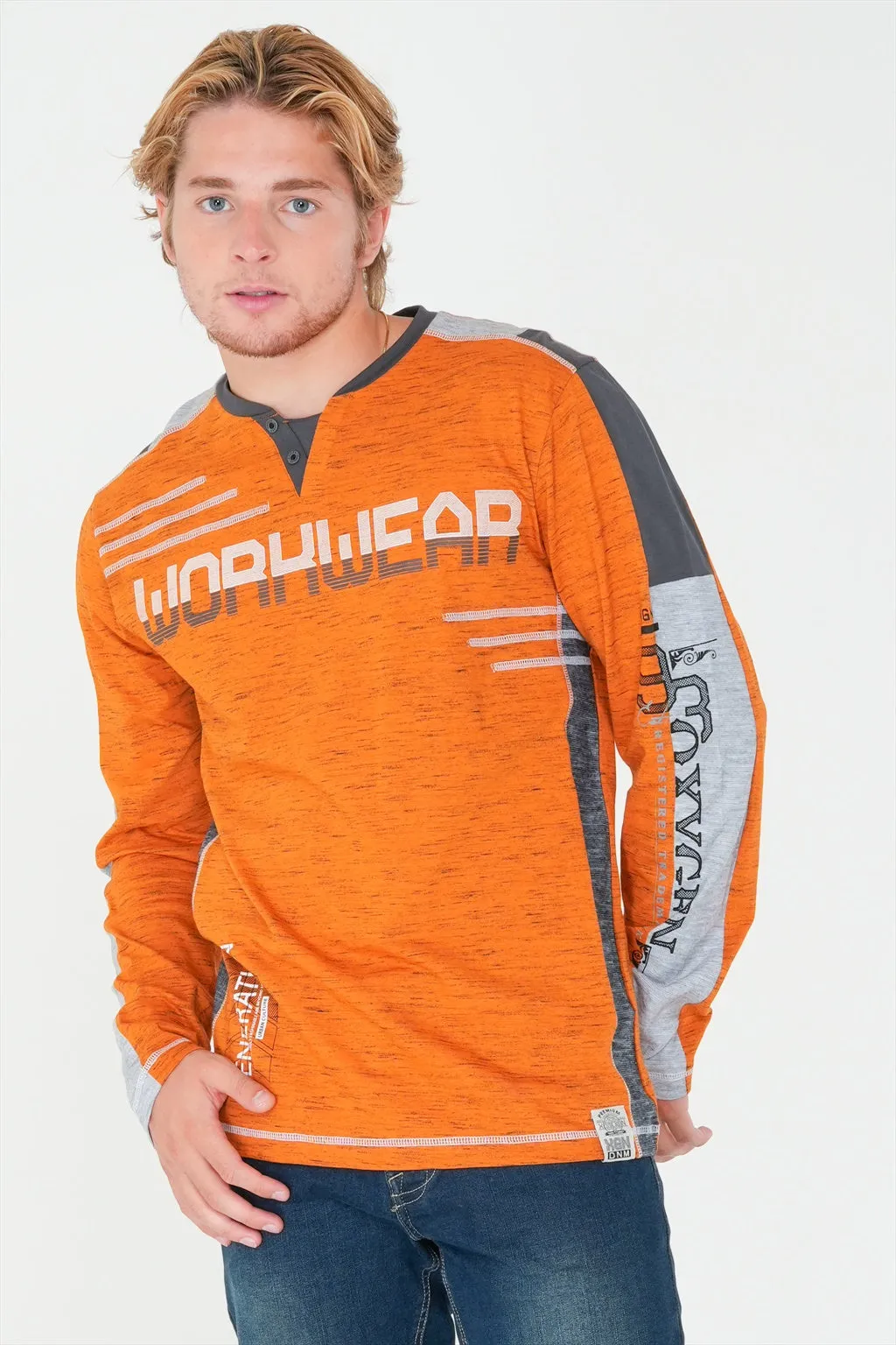 Long Sleeve Printed Henley
