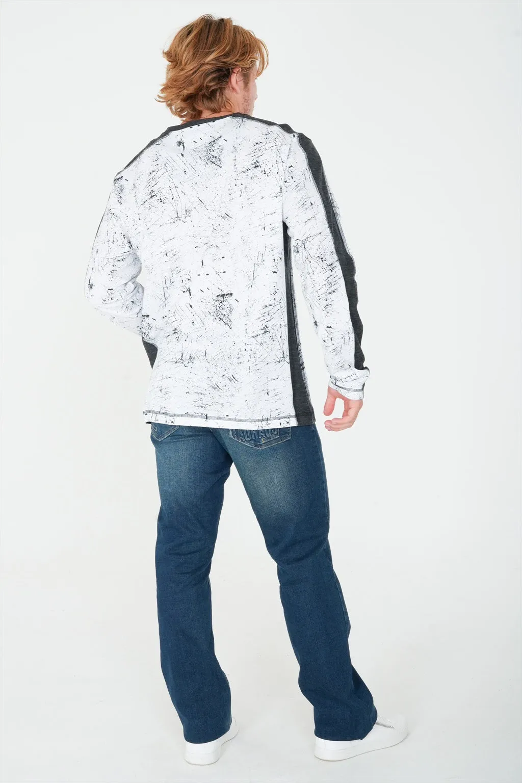 Long Sleeve Printed Henley