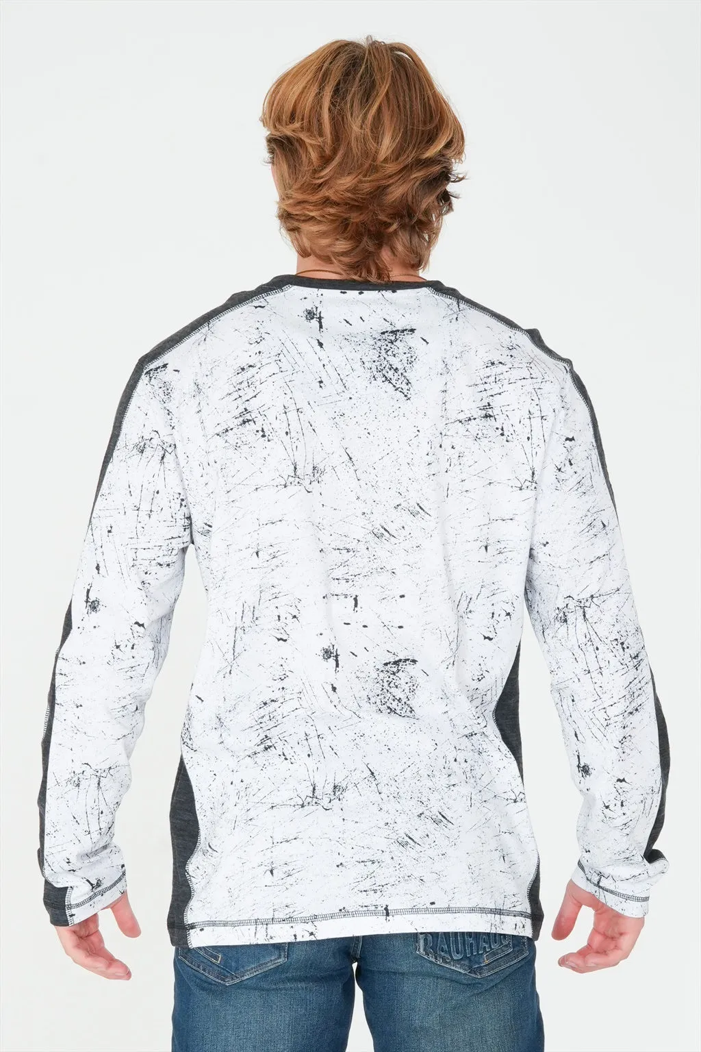 Long Sleeve Printed Henley