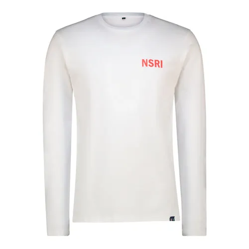 Long Sleeve Tee - NSRI left chest and waves back print - White