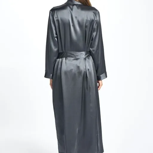 Love & Lustre Silk Long Robe - Monument