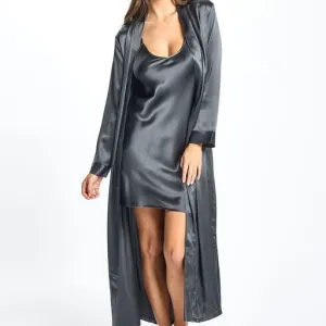 Love & Lustre Silk Long Robe - Monument