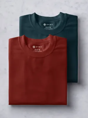 Maroon & Forest Green T shirt Combo