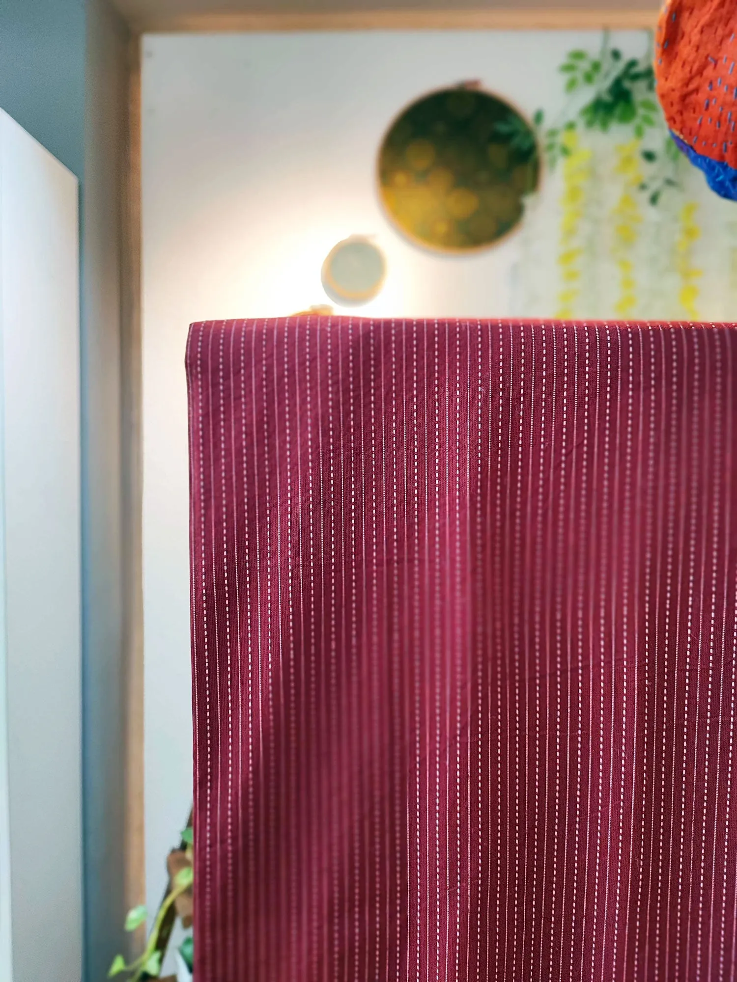 Maroon & Sky Blue Ajrakh Cotton Suit With Block Print Mulmul Dupatta