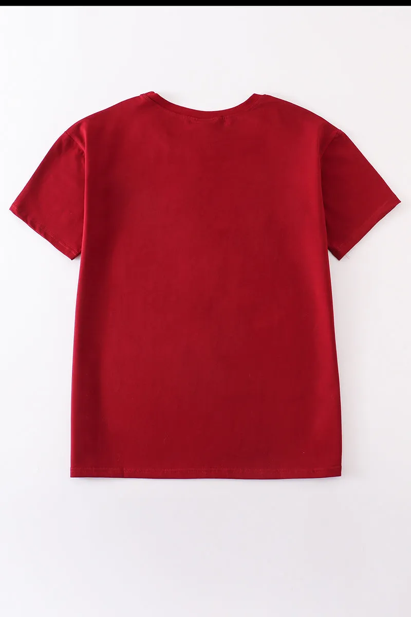Maroon Blank Basic T-shirt Adult Kids And Baby Bubble