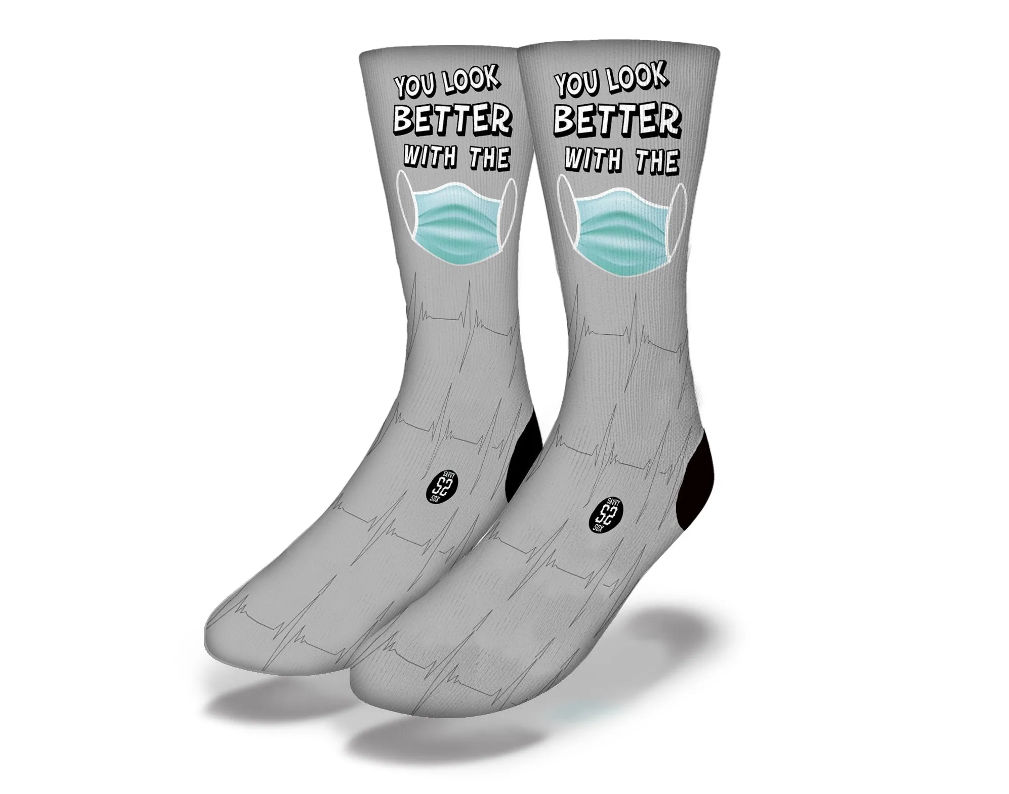 MASK ON Funny Coronavirus Socks (Grey)